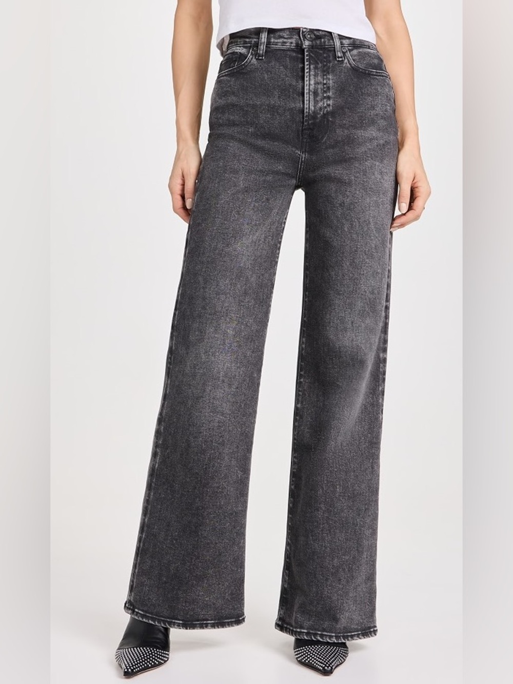 7 For All Mankind Ultra High Rise Jo Wide Leg Jeans - Black Acid Wash (31)